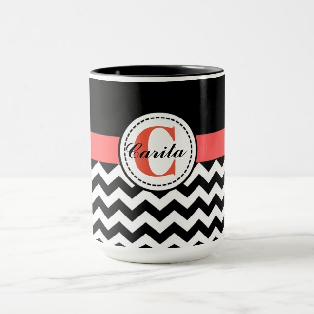 Monogrammed Chevron 15 Oz Combo Mugg (Center)