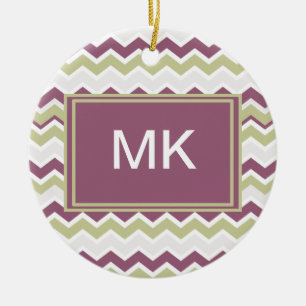 Monogrammed Chevron Brick Julgransprydnad Keramik
