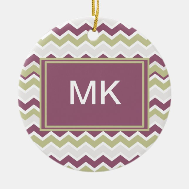 Monogrammed Chevron Brick Julgransprydnad Keramik (Framsidan)