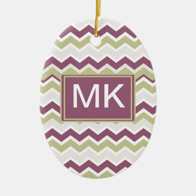 Monogrammed Chevron Brick Julgransprydnad Keramik (Framsidan)