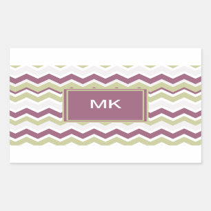 Monogrammed Chevron Brick Rektangulärt Klistermärke