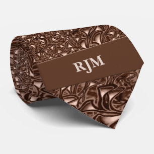 Monogrammed Chocolate Creme Paisley Necktie Slips