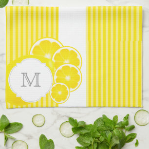 Monogrammed citroner för Lemonade Kökshandduk