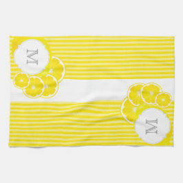 Monogrammed citroner för Lemonade Kökshandduk