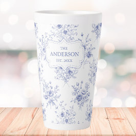 Monogrammed Classic Blue Flowers Floral Pattern