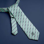 Monogrammed Classic Mint Grönt och Navy Rand Slips<br><div class="desc">Klassisk rand-design som enkelt kan användas som personlig för en fars dag-gåva,  bröllopsfest för dina marskalkar,  företagshändelser osv.</div>