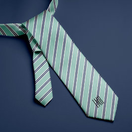 Monogrammed Classic Mint Grönt och Navy Rand Slips