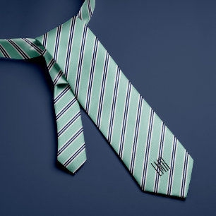 Monogrammed Classic Mint Grönt och Navy Rand Slips