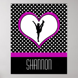 Monogrammed Classic Rosa Cheer Polka-Dot w/ Heart Poster