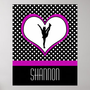 Monogrammed Classic Rosa Cheer Polka-Dot w/ Heart Poster