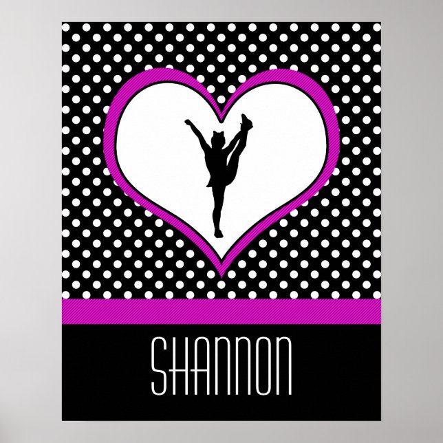 Monogrammed Classic Rosa Cheer Polka-Dot w/ Heart Poster (Framsidan)