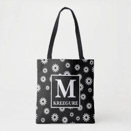 Monogrammed Classic Serif BW-Daisy Tygkasse