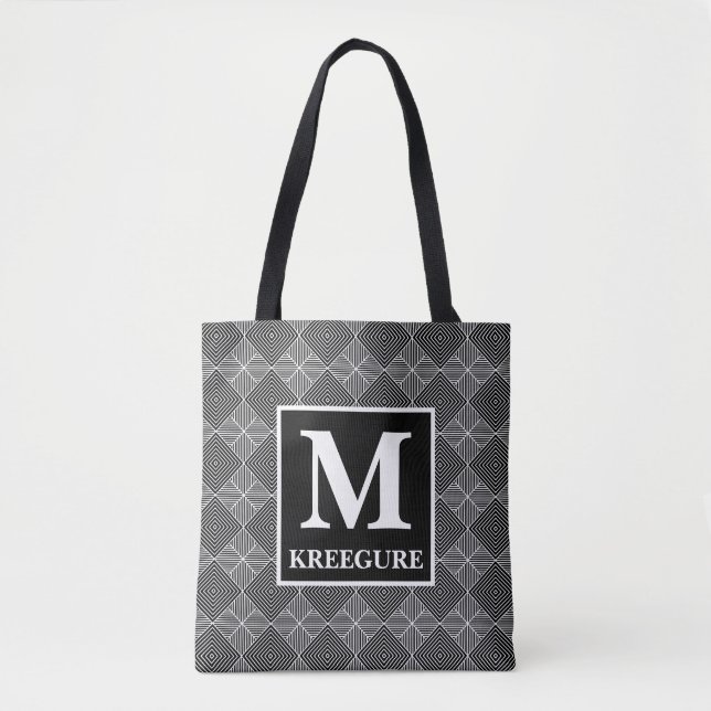 Monogrammed Classic Serif BW DEDS Argyle Tygkasse (Framsida)