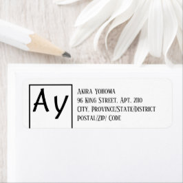 Monogrammed Contact Info Returadress Etikett