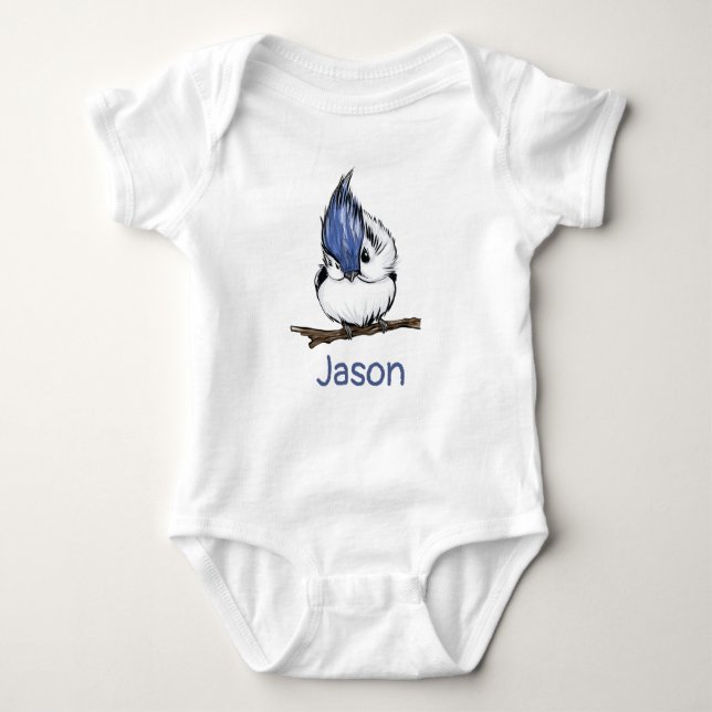 Monogrammed Cute Blue Jay Baby djur T Shirt (Framsida)