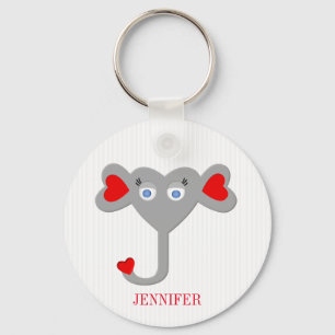 Monogrammed Cute Elephant Nyckelring