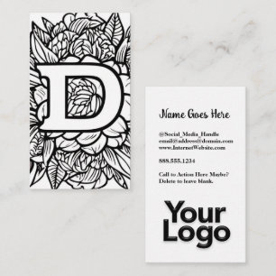 Monogrammed D Blommigt Black and White Company Log Visitkort