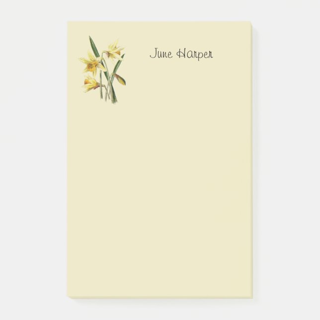 Monogrammed daffodil Post-it Notes Block (Framsida)