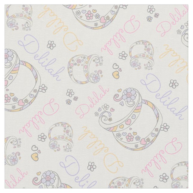 Monogrammed Delilah namn och brev D-väv Tyg (Närbild)