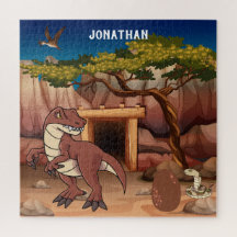 Monogrammed dinosaurier i djungelns bruna söta