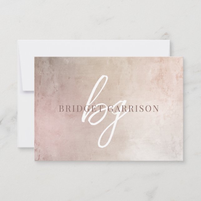 Monogrammed Dusty Pinky-pensel, målad Anteckningskort (Framsida)