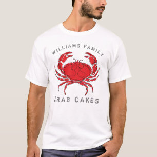 Monogrammed efternamn för kust- krabbatårtor t shirt
