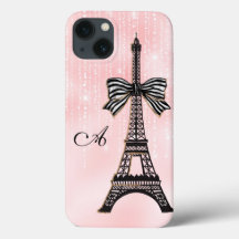 Monogrammed Eiffel Torn Rosa och svart Paris