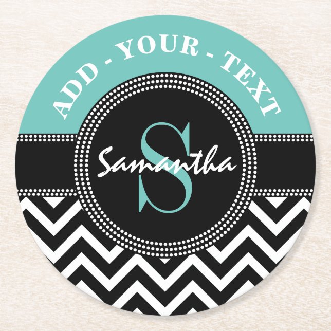 Monogrammed elegant födelsedagsfest för sparre underlägg papper rund (Framsidan)