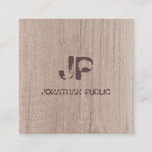Monogrammed Elegant för träutsikt, tryckt text Fyrkantigt Visitkort
