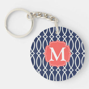 Monogrammed elegant marinblå modern spaljé
