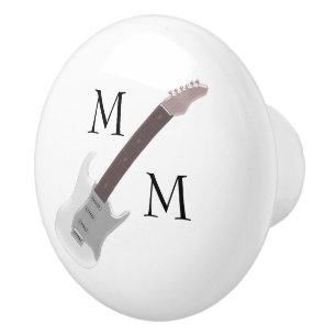 Monogrammed elektrisk gitarr för vit knopp