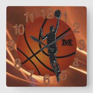 Monogrammed eller numrera kalla pojkar som basket fyrkantig klocka