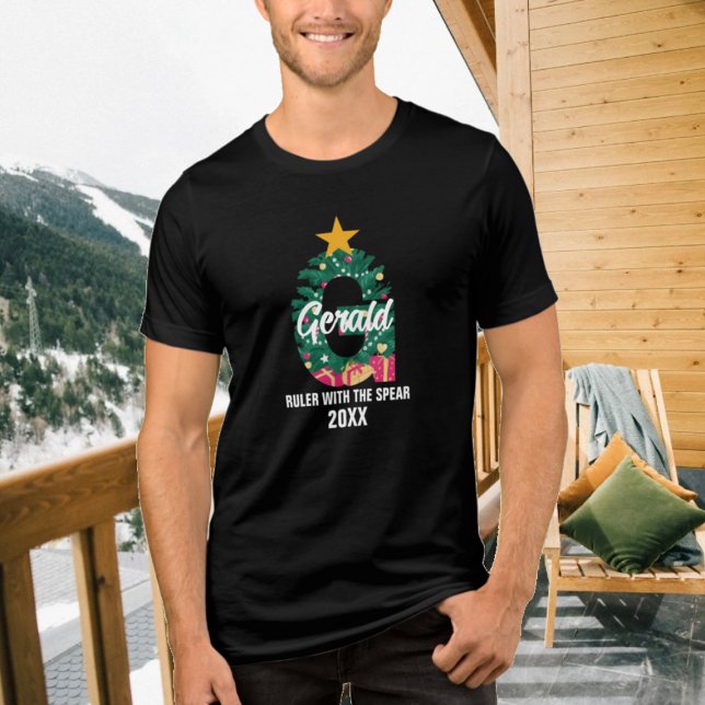 Monogrammed familje- jul G första Namn T Shirt (Skapare uppladdad)
