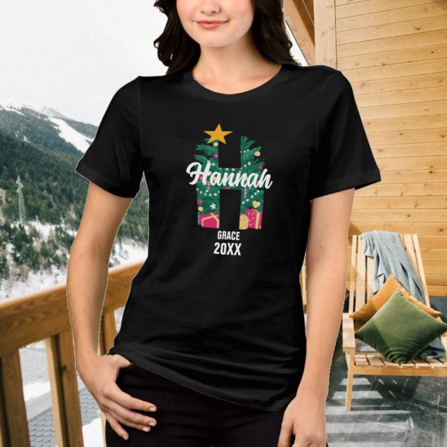Monogrammed familje- jul, Namn - första T Shirt (Skapare uppladdad)