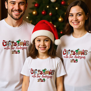 Monogrammed familje- julfester t shirt