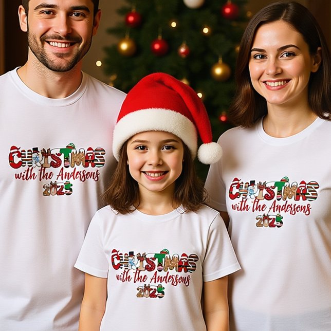 Monogrammed familje- julfester t shirt (Skapare uppladdad)