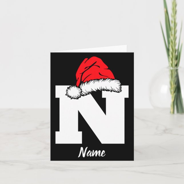 Monogrammed Family Christmas With Name  Kort (Framsida)