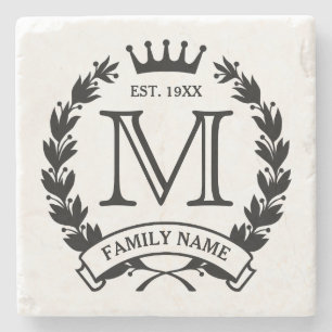 Monogrammed Family Logotyp Stone Underlägg