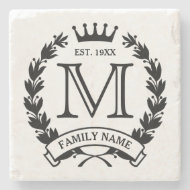 Monogrammed Family Logotyp Stone Underlägg Sten