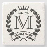 Monogrammed Family Logotyp Stone Underlägg