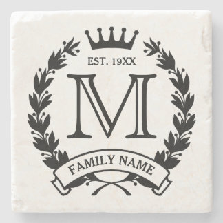 Monogrammed Family Logotyp Stone Underlägg Sten