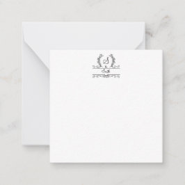 Monogrammed Family Namn-skript, blommande Löv Anteckningskort