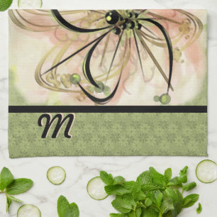 Monogrammed Fanciful blomma (Teahandduken) Kökshandduk