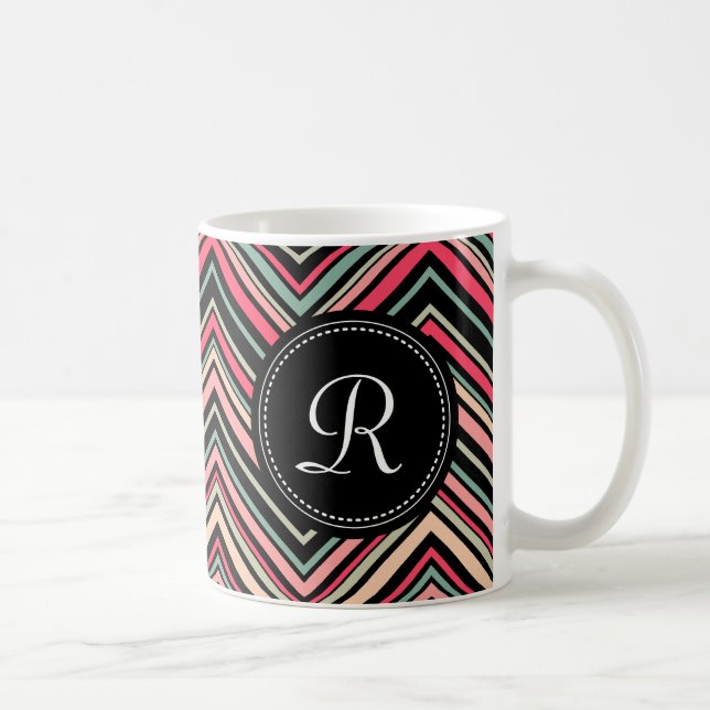 Monogrammed färgad stamost Mönster Kaffemugg (Höger)