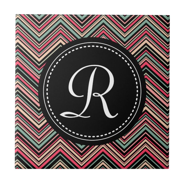Monogrammed färgad stamost Mönster Kakelplatta (Framsidan)
