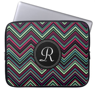 Monogrammed färgad stamost Mönster Laptop Sleeve