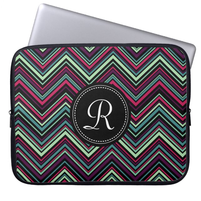 Monogrammed färgad stamost Mönster Laptop Sleeve (Framsidan)