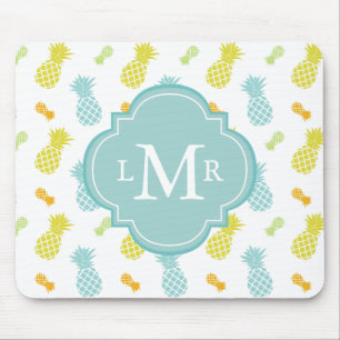 Monogrammed färgrikt ananasmönster musmatta