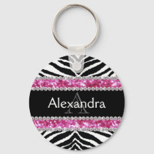Monogrammed Faux Glitter Bling Zebra Girls Namn ID