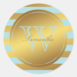Monogrammed Faux Gold Foil Rand Runt Klistermärke